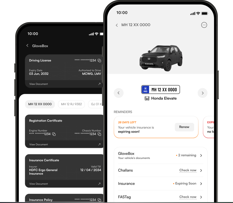 GloveBox and MyGarage phone mockups