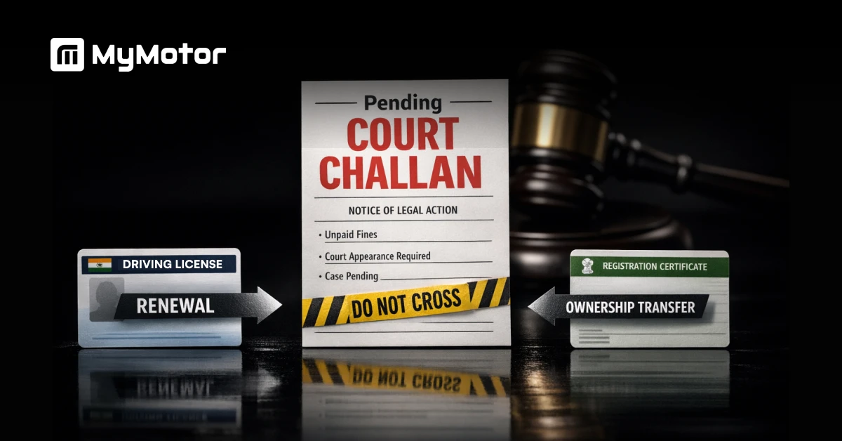 Does a Pending Court Challan Block DL Renewal or RC Transfer in India?