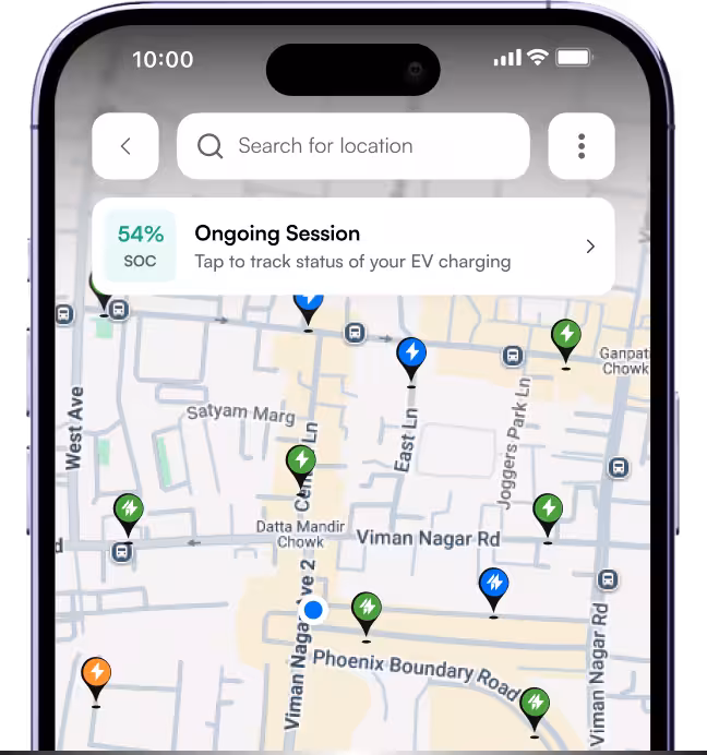 EV Charging Hub app screen